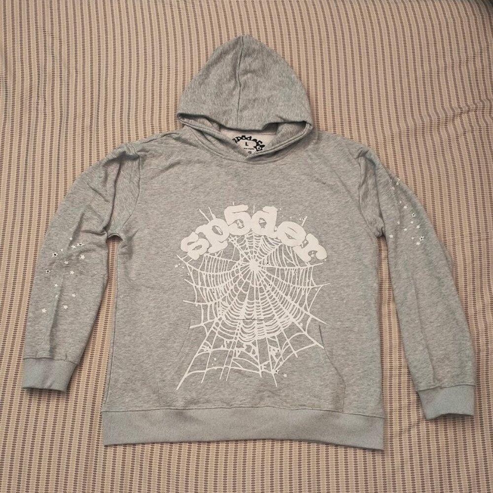 Sp5der OG Web Hoodie Heather Grey Size Large Brand New